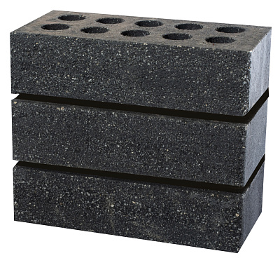 Картинка Кирпич - Гиперпрессованный кирпич Облицовочный одинарный крафт : М-200 размером 120x250x65. Цвет черный, производство ЛИТОС 